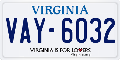 VA license plate VAY6032