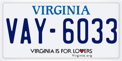 VA license plate VAY6033