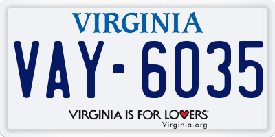 VA license plate VAY6035