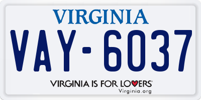 VA license plate VAY6037