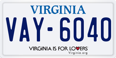 VA license plate VAY6040