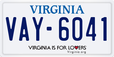 VA license plate VAY6041
