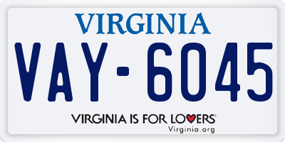 VA license plate VAY6045