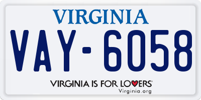 VA license plate VAY6058