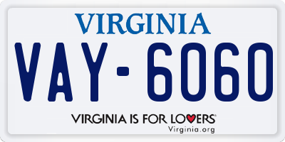 VA license plate VAY6060