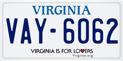 VA license plate VAY6062