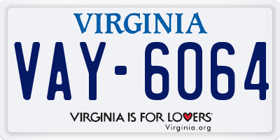 VA license plate VAY6064