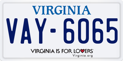 VA license plate VAY6065