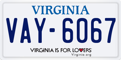VA license plate VAY6067
