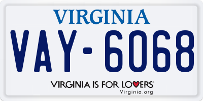 VA license plate VAY6068