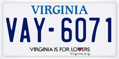 VA license plate VAY6071