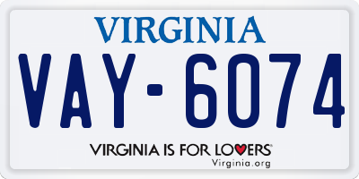 VA license plate VAY6074