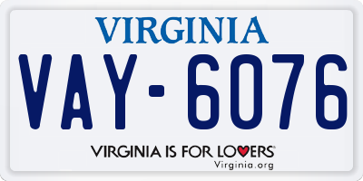 VA license plate VAY6076
