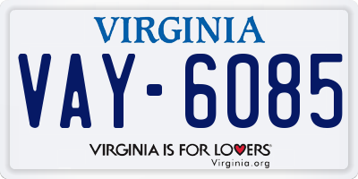 VA license plate VAY6085