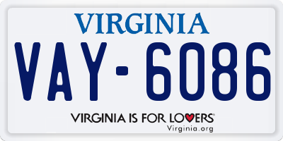 VA license plate VAY6086