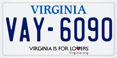VA license plate VAY6090
