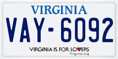 VA license plate VAY6092