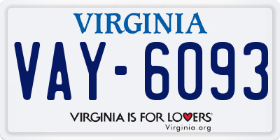 VA license plate VAY6093