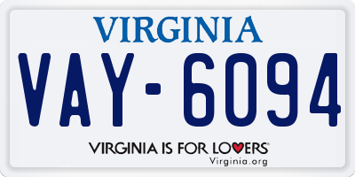 VA license plate VAY6094