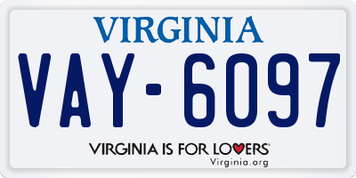 VA license plate VAY6097