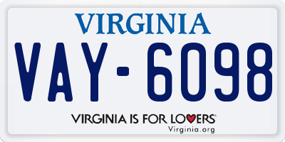 VA license plate VAY6098