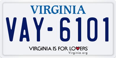 VA license plate VAY6101