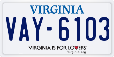 VA license plate VAY6103