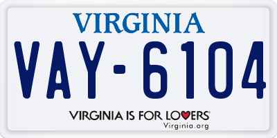 VA license plate VAY6104