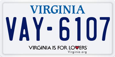 VA license plate VAY6107