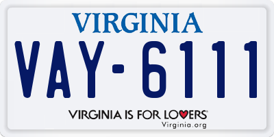 VA license plate VAY6111