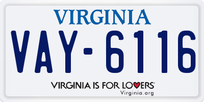 VA license plate VAY6116