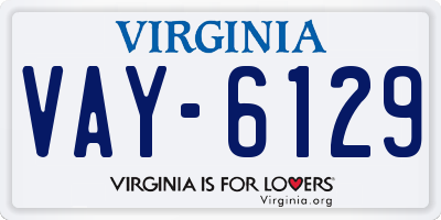 VA license plate VAY6129