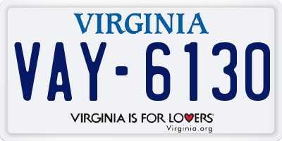 VA license plate VAY6130
