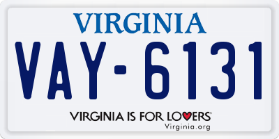 VA license plate VAY6131