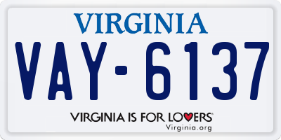 VA license plate VAY6137