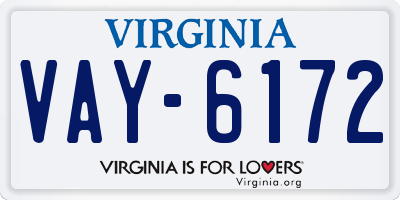 VA license plate VAY6172