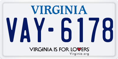 VA license plate VAY6178