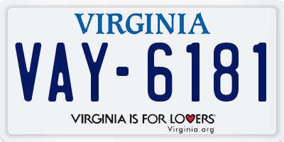 VA license plate VAY6181