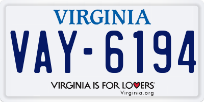 VA license plate VAY6194