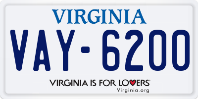 VA license plate VAY6200