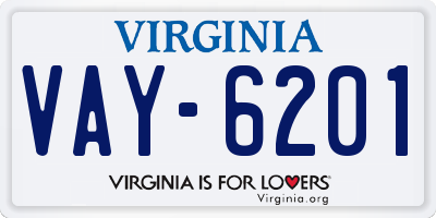VA license plate VAY6201