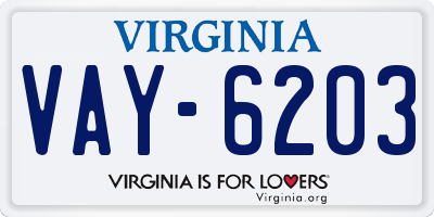 VA license plate VAY6203