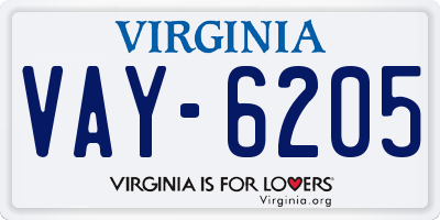 VA license plate VAY6205