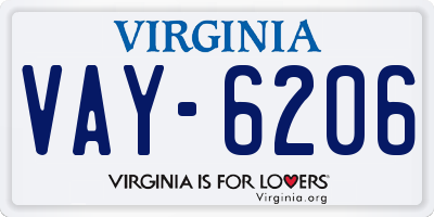 VA license plate VAY6206