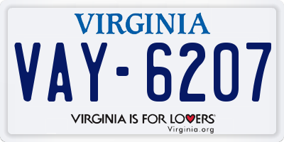 VA license plate VAY6207