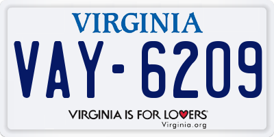 VA license plate VAY6209