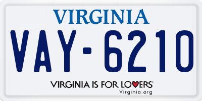 VA license plate VAY6210
