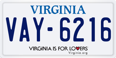 VA license plate VAY6216