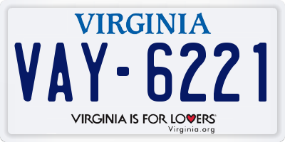 VA license plate VAY6221