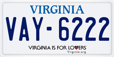 VA license plate VAY6222